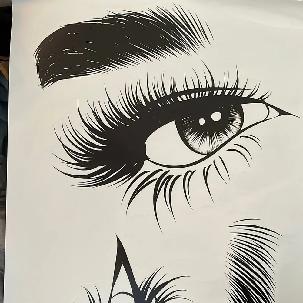 2 New Vinyl static wall art Stickers Eyes, eyelashes eyebrows TAX DEDUCTIBLE